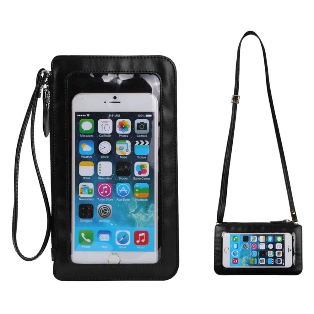 Geckobrands Gray Fabric Mobile Phone Pouch with clear window display NWT